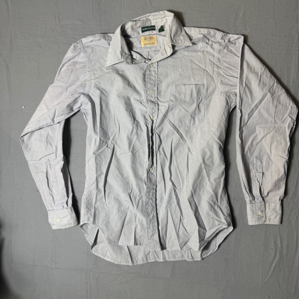 Gitman Bros for Davidsons Mens Blue White Stripe Cotton Button Down Shirt 16-36